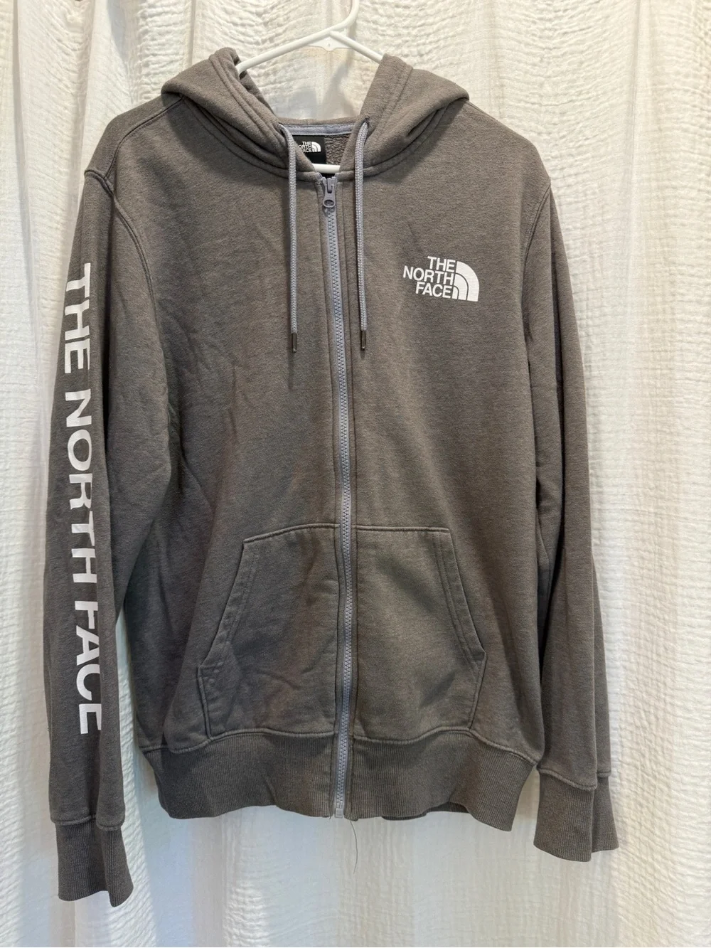The North Face Charcoal Full-Zip Hoodie with Sleeve Logo